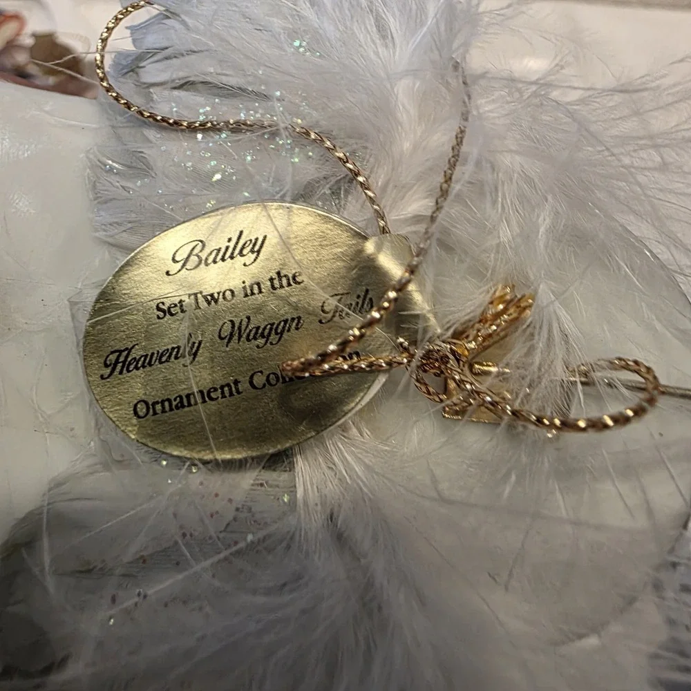 The Bradford Editions Heavenly Waggn Tails‎ Angel Dog Porcelain Ornaments 4pc
